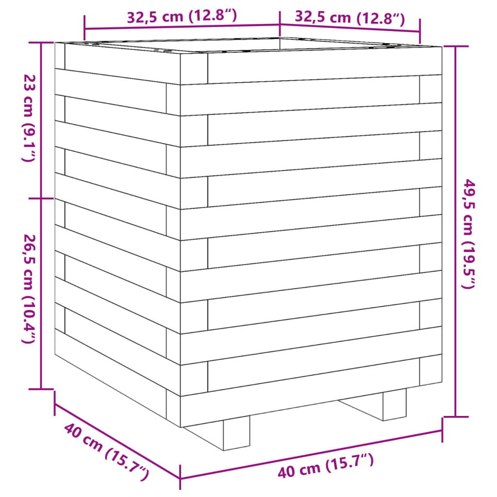 Jardinière 40x40x49,5 cm bois de pin massif