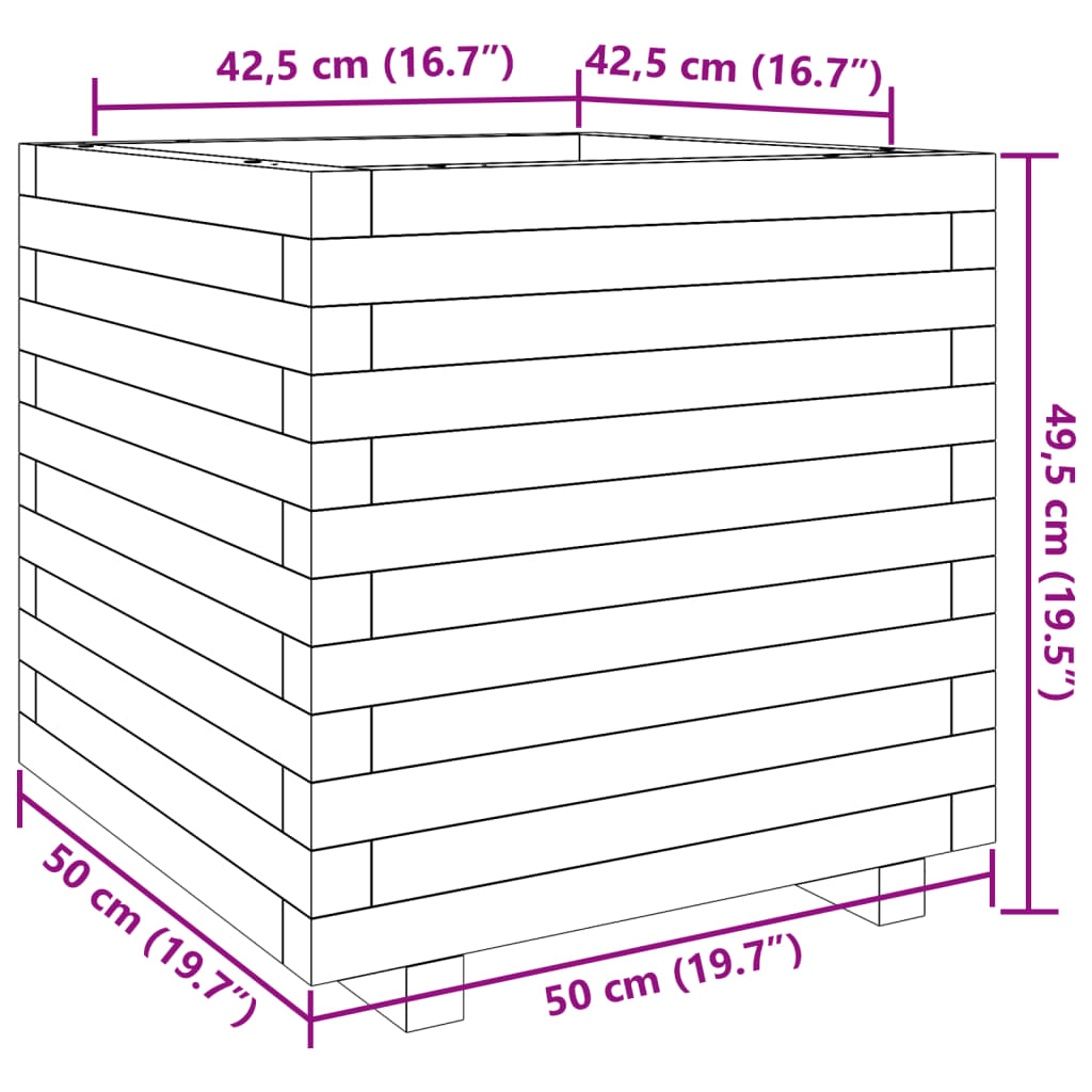 Jardinière 50x50x49,5 cm bois de pin massif