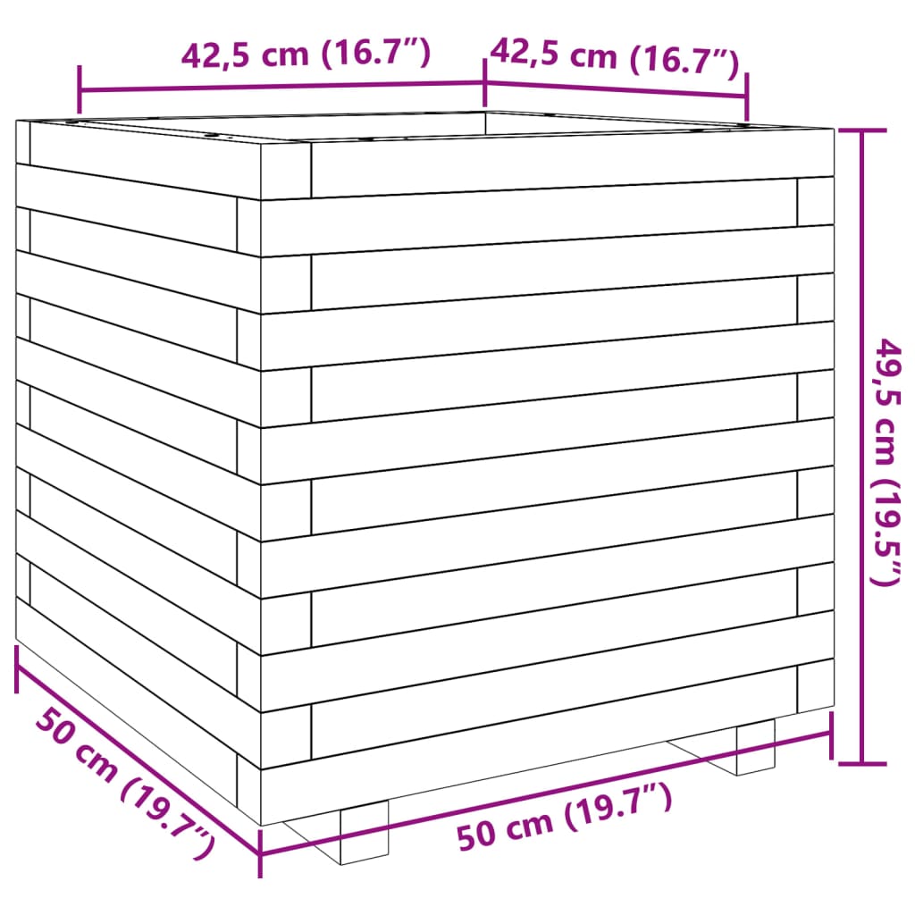 Jardinière blanc 50x50x49,5 cm bois de pin massif