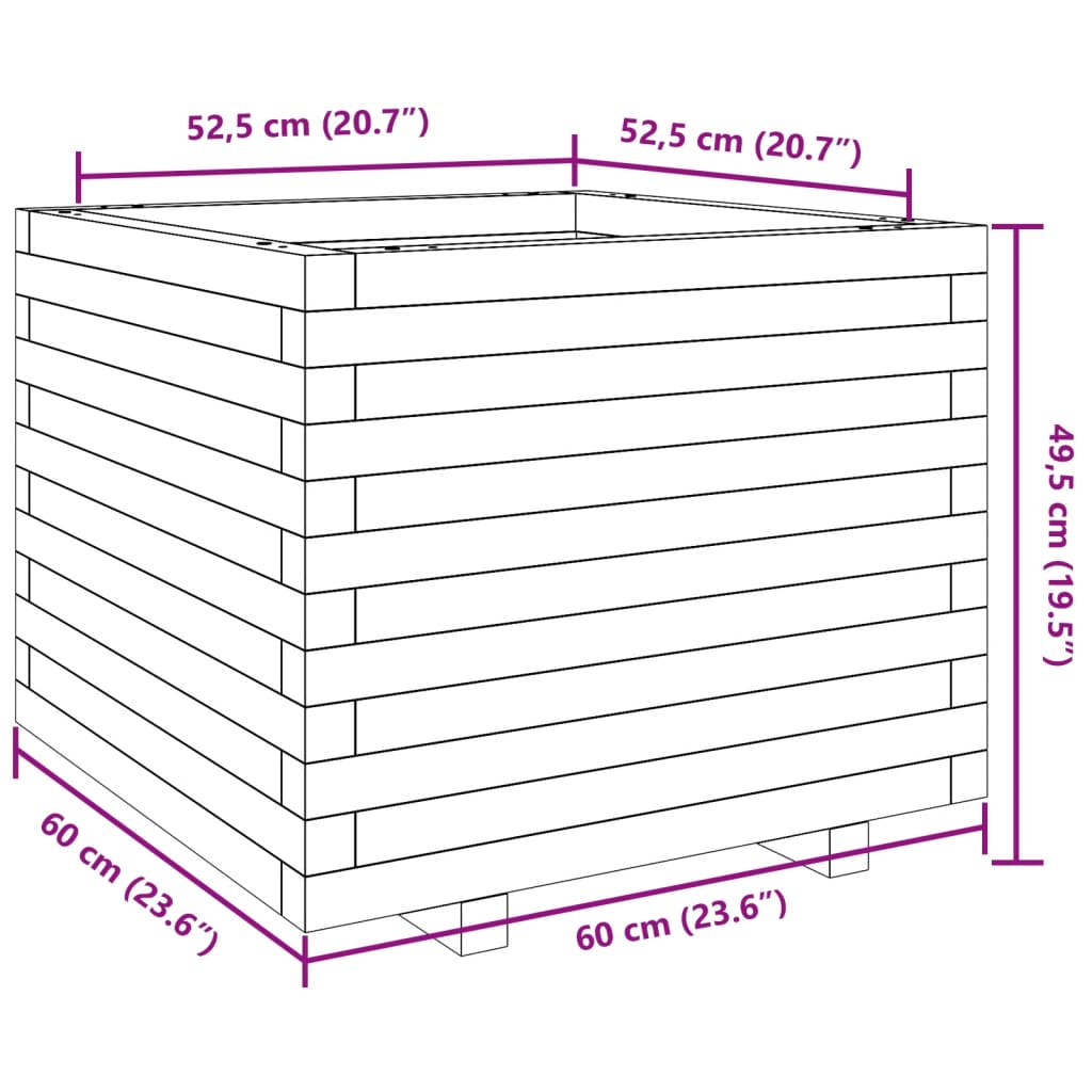 Jardinière blanc 60x60x49,5 cm bois de pin massif