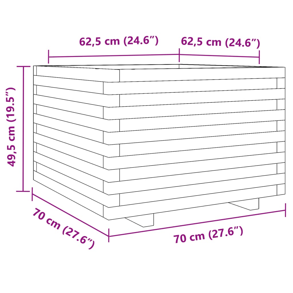 Jardinière blanc 70x70x49,5 cm bois de pin massif