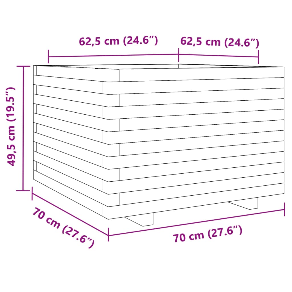 Jardinière 70x70x49,5 cm bois massif douglas