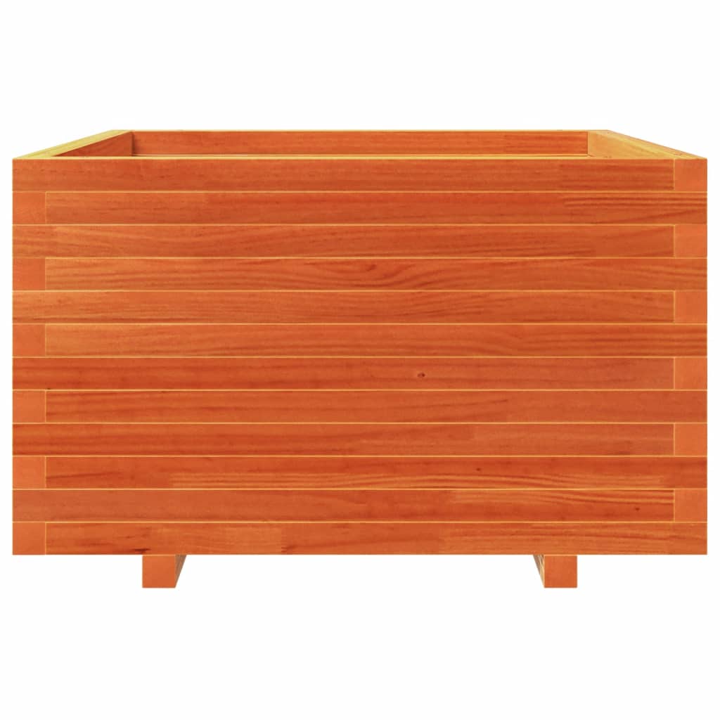 Jardinière cire marron 80x80x49,5 cm bois de pin massif