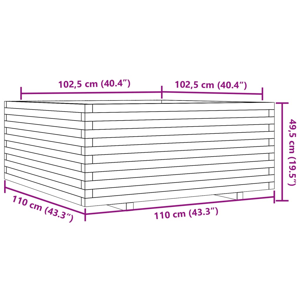 Jardinière blanc 110x110x49,5 cm bois de pin massif