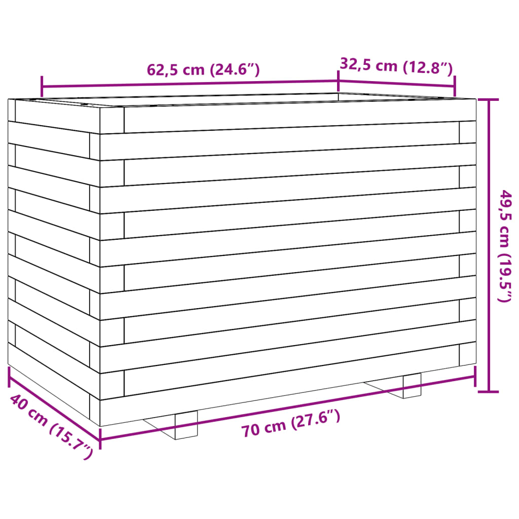 Jardinière 70x40x49,5 cm bois de pin massif