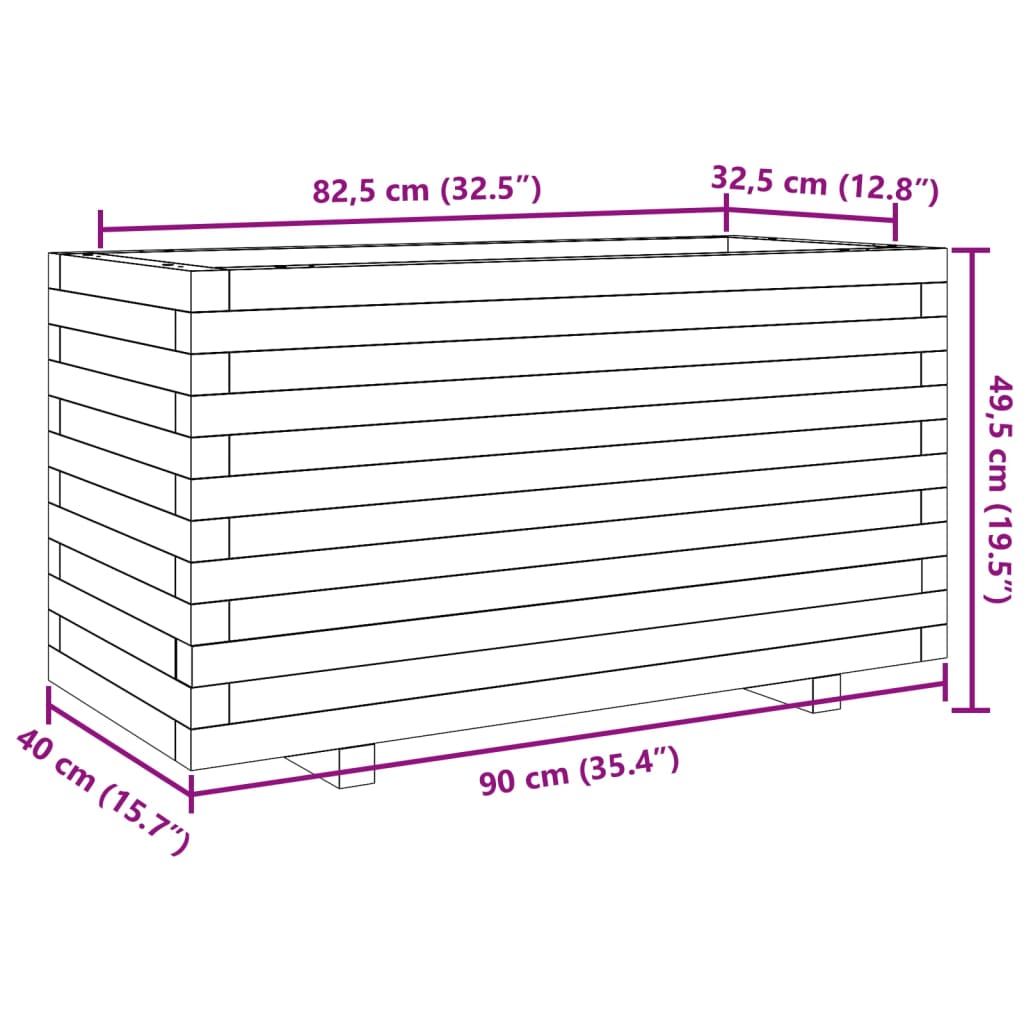 Jardinière cire marron 90x40x49,5 cm bois de pin massif