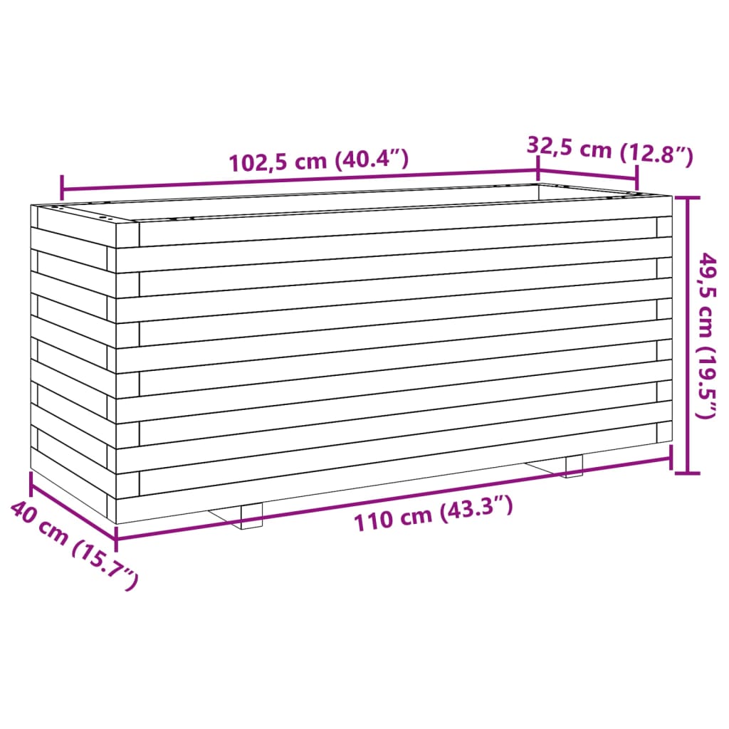 Jardinière cire marron 110x40x49,5 cm bois de pin massif