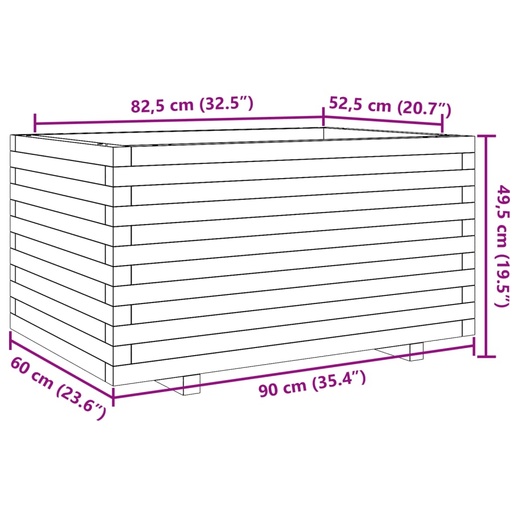 Jardinière 90x60x49,5 cm bois de pin massif