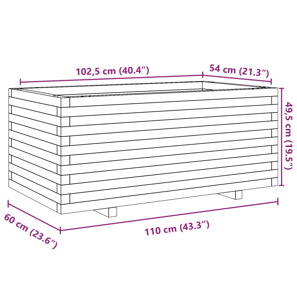 Jardinière cire marron 110x60x49,5 cm bois de pin massif