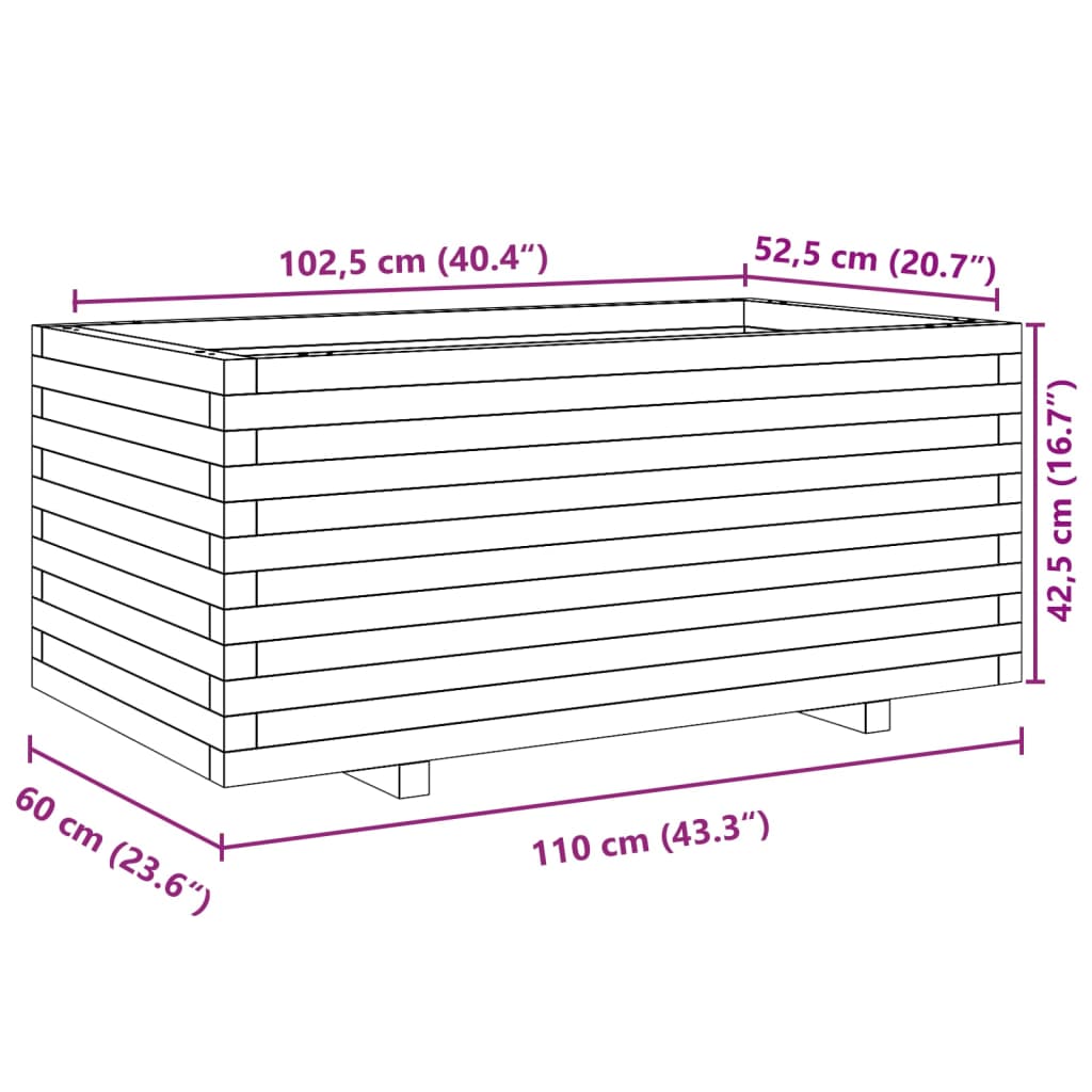 Jardinière 110x60x49,5 cm bois de pin imprégné