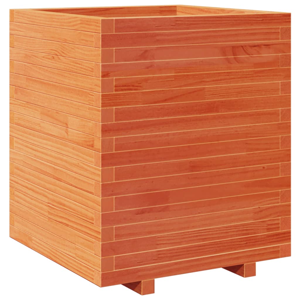 Jardinière cire marron 60x60x72,5 cm bois de pin massif