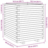 Jardinière cire marron 60x60x72,5 cm bois de pin massif