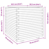 Jardinière blanc 70x70x72,5 cm bois de pin massif