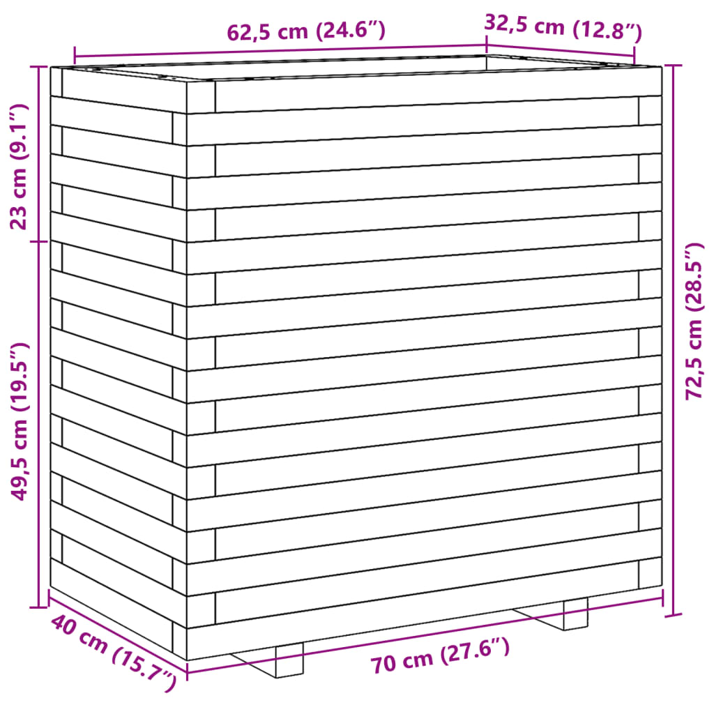 Jardinière 70x40x72,5 cm bois de pin massif