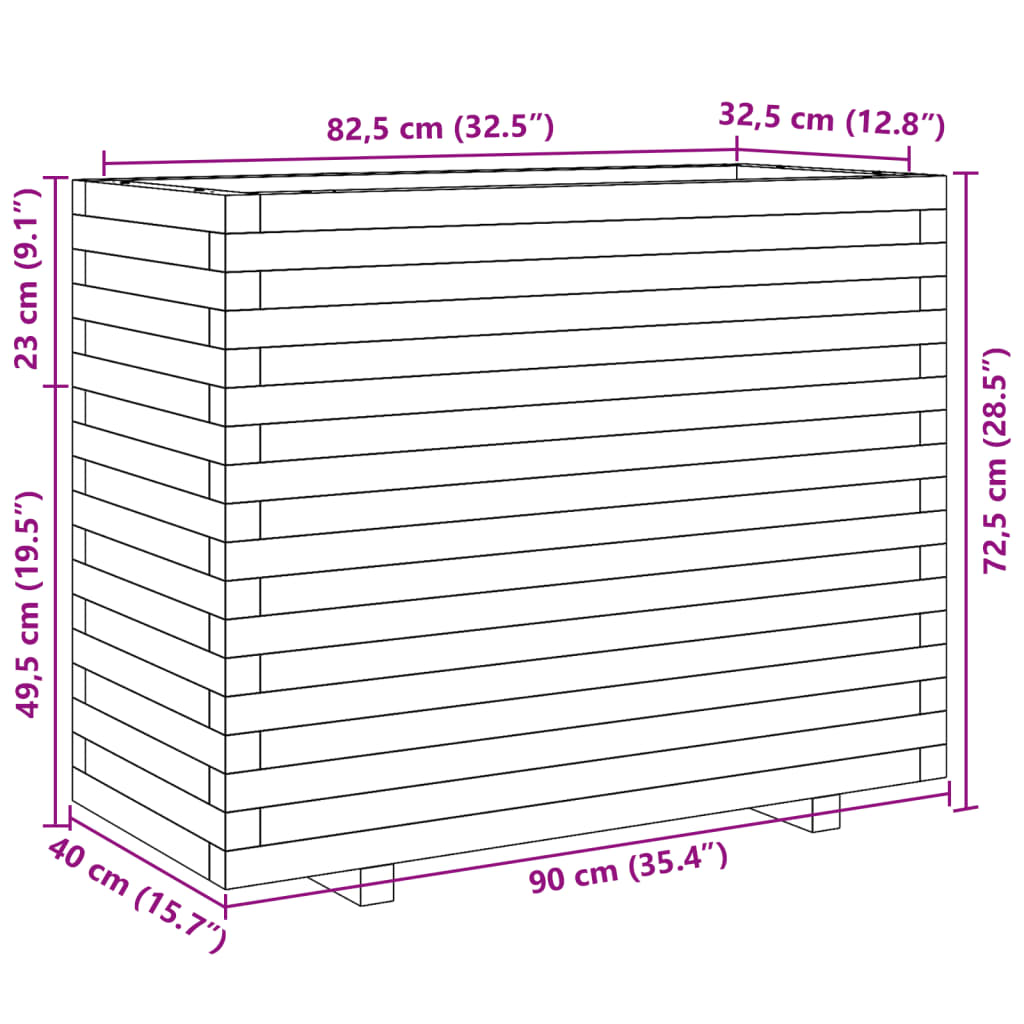 Jardinière blanc 90x40x72,5 cm bois de pin massif