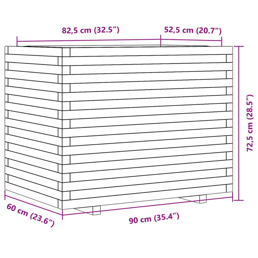 Jardinière 90x60x72,5 cm bois de pin massif