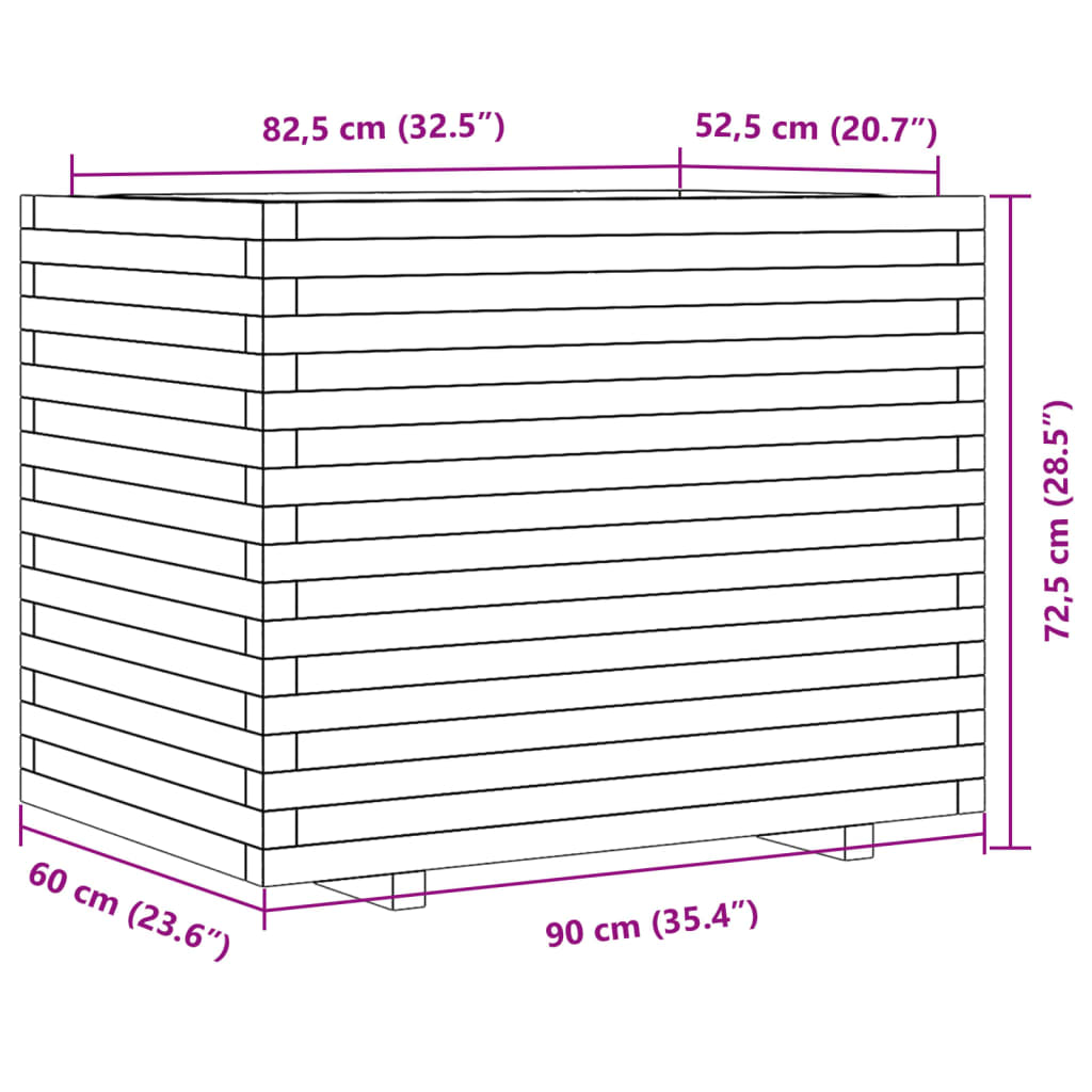 Jardinière 90x60x72,5 cm bois massif de douglas