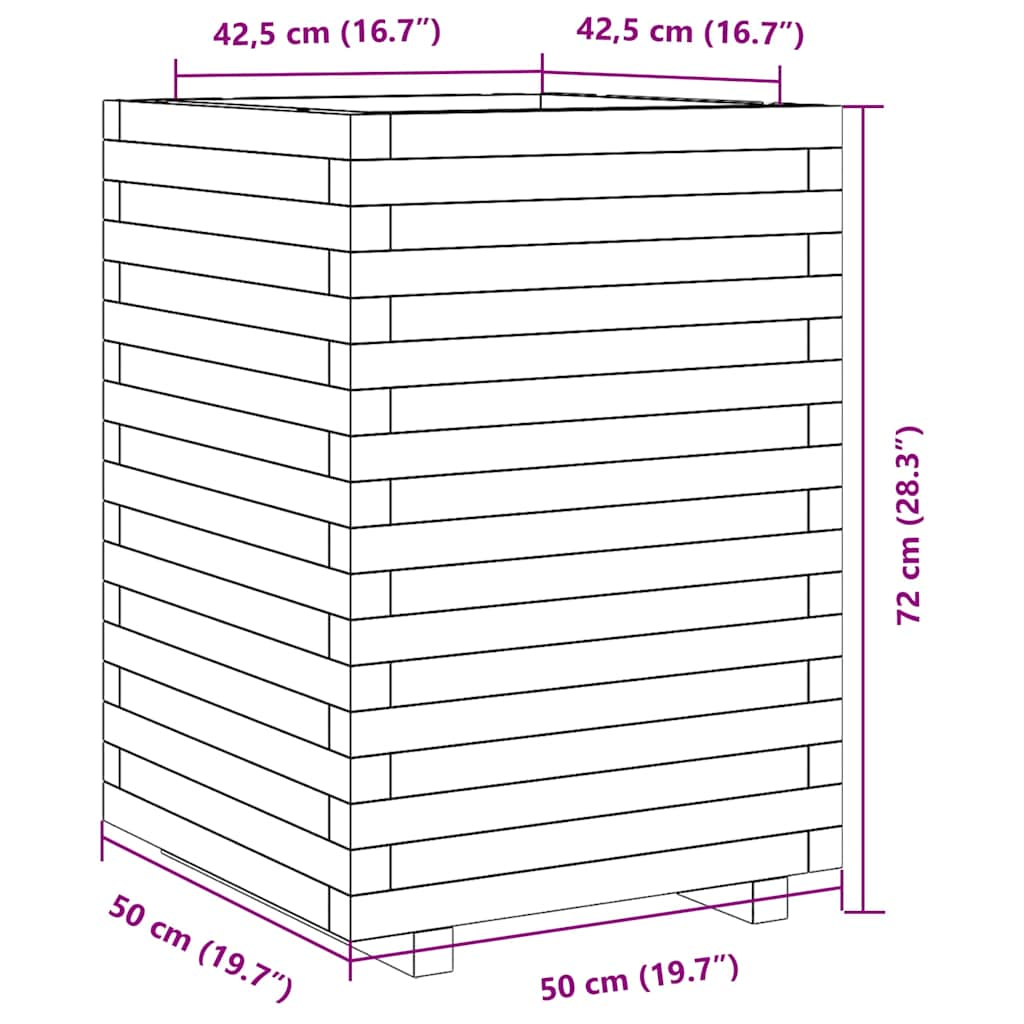 Jardinière 50x50x72 cm bois de pin massif