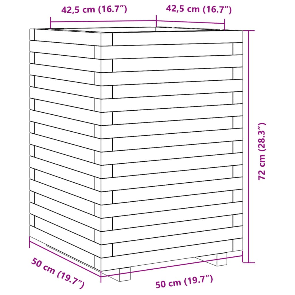 Jardinière blanc 50x50x72 cm bois de pin massif