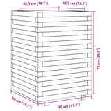 Jardinière cire marron 50x50x72 cm bois de pin massif