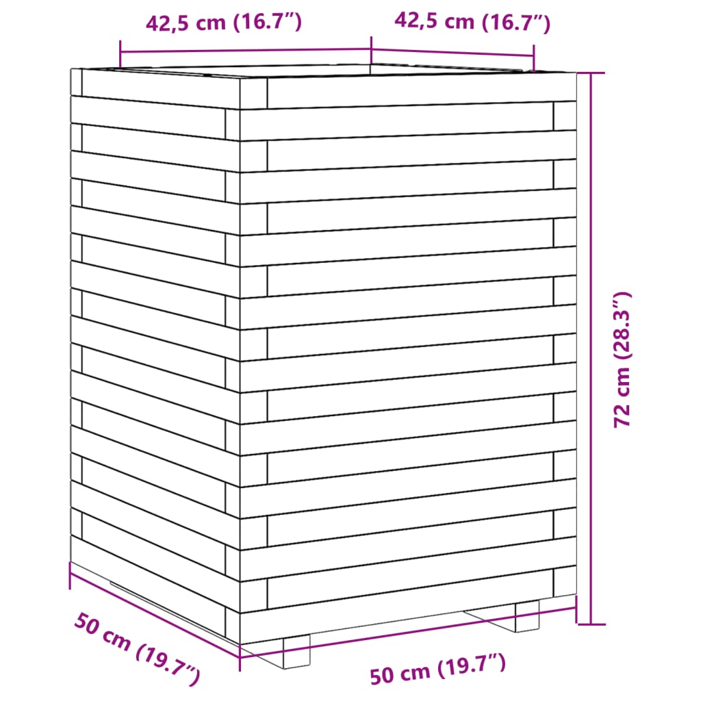 Jardinière 50x50x72 cm bois massif douglas