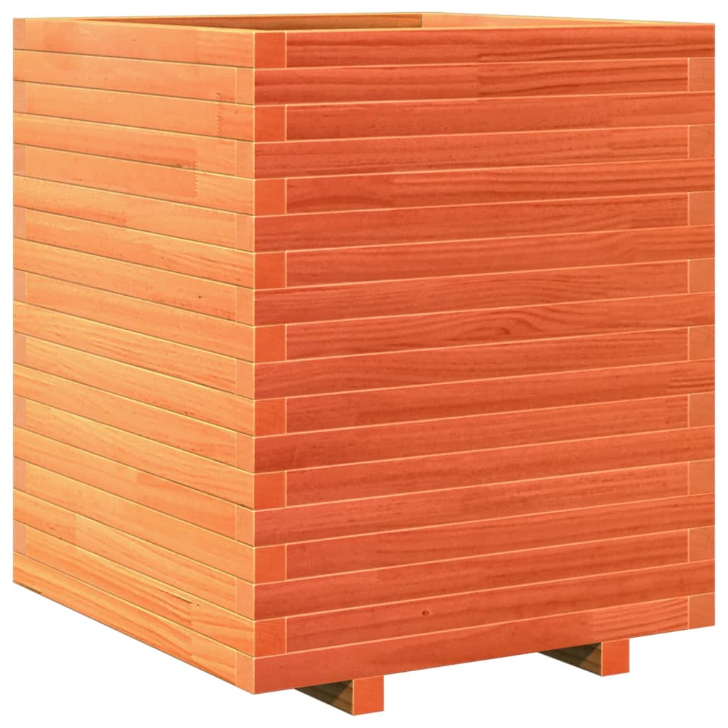 Jardinière cire marron 60x60x72 cm bois de pin massif