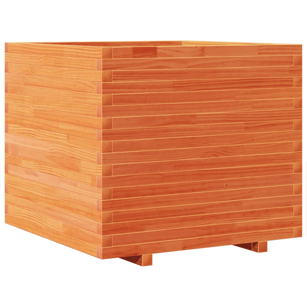 Jardinière cire marron 80x80x72 cm bois de pin massif