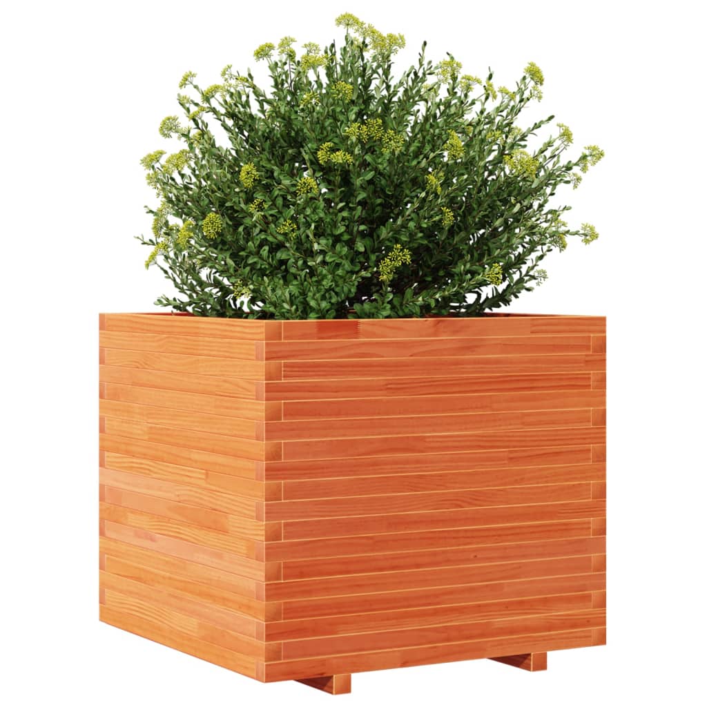 Jardinière cire marron 80x80x72 cm bois de pin massif