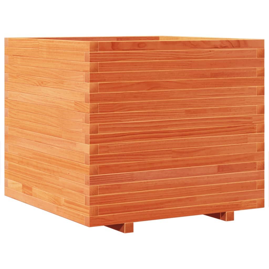 Jardinière cire marron 80x80x72 cm bois de pin massif