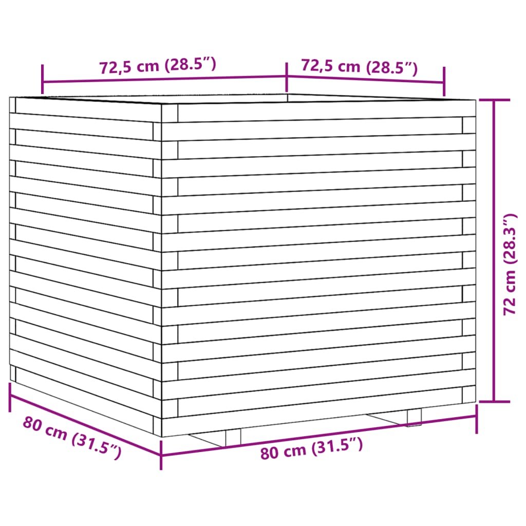 Jardinière 80x80x72 cm bois massif douglas