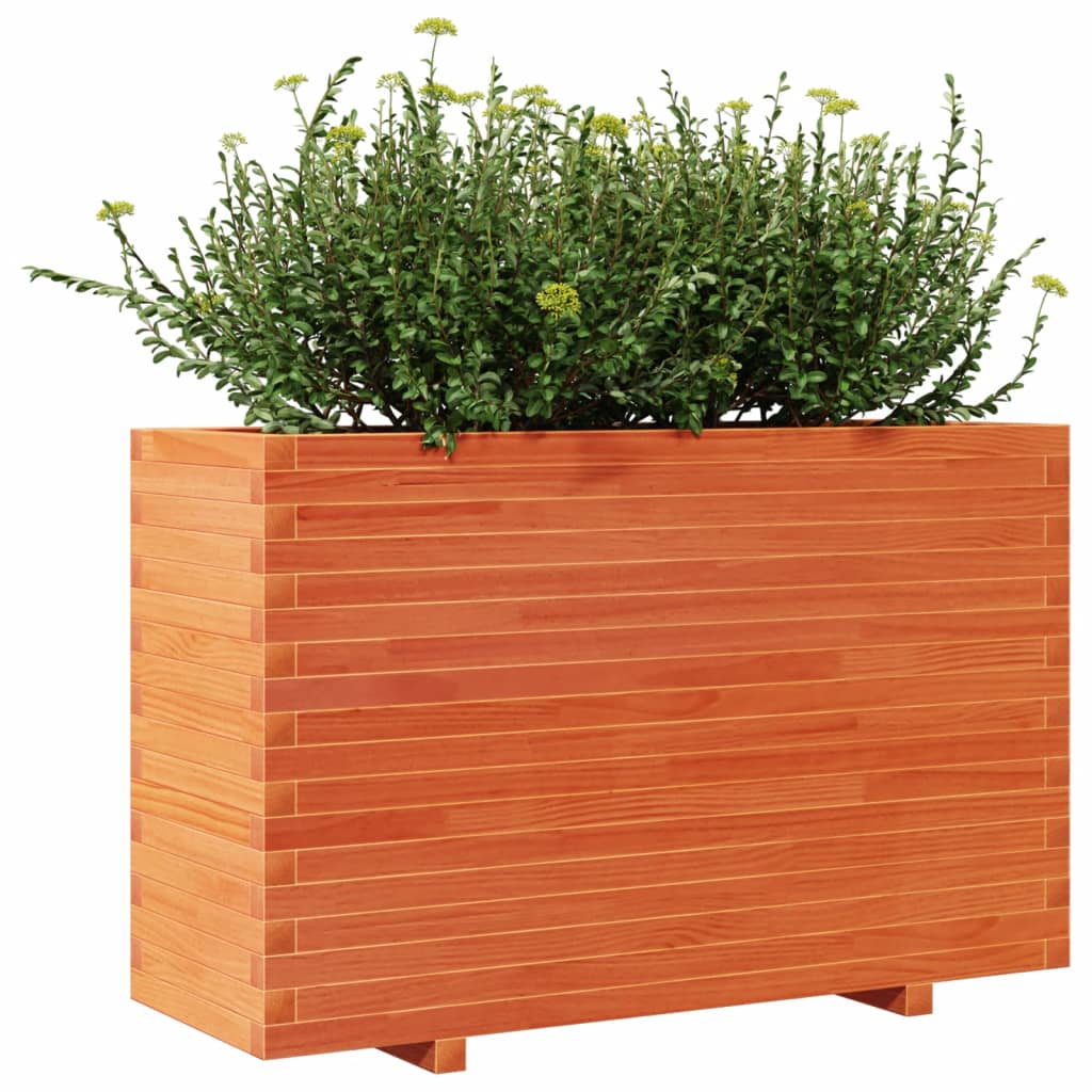 Jardinière cire marron 110x40x72 cm bois de pin massif