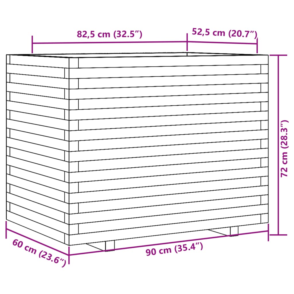 Jardinière 90x60x72 cm bois de pin massif