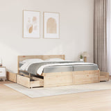 Lit avec tiroirs et matelas 200x200 cm bois massif de pin