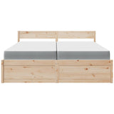 Lit avec tiroirs et matelas 200x200 cm bois massif de pin