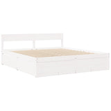 Lit avec tiroirs et matelas blanc 200x200 cm bois massif de pin