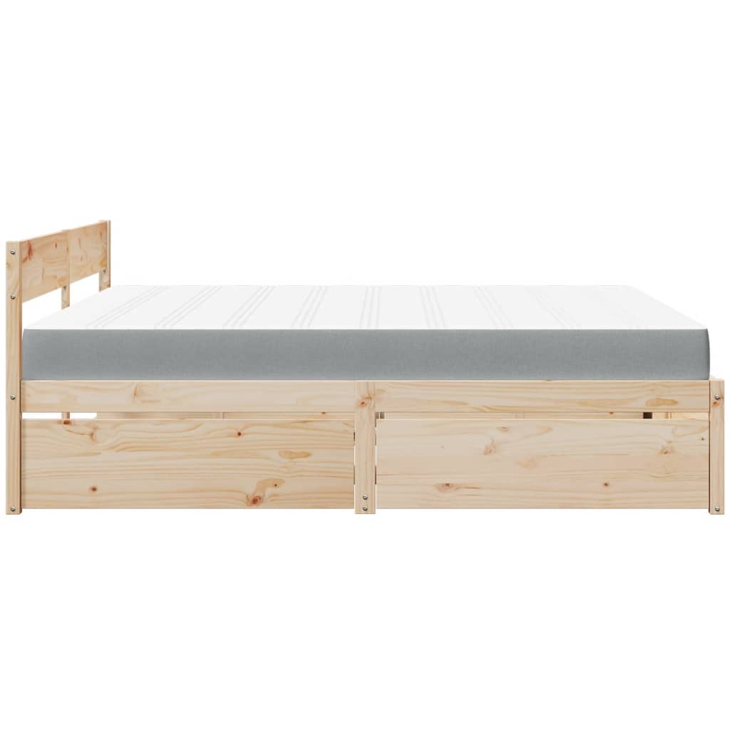 Lit avec tiroirs et matelas 180x200 cm bois massif de pin