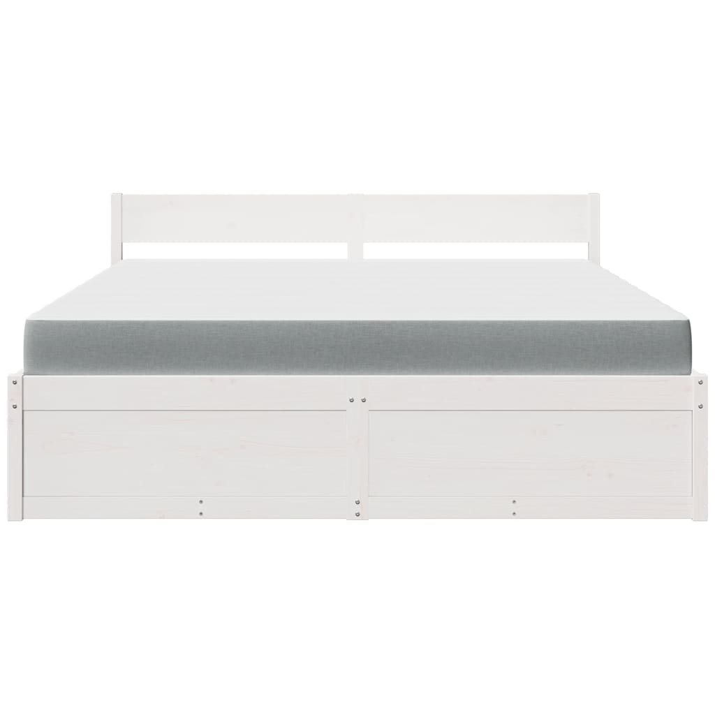 Lit avec tiroirs et matelas blanc 180x200 cm bois massif de pin