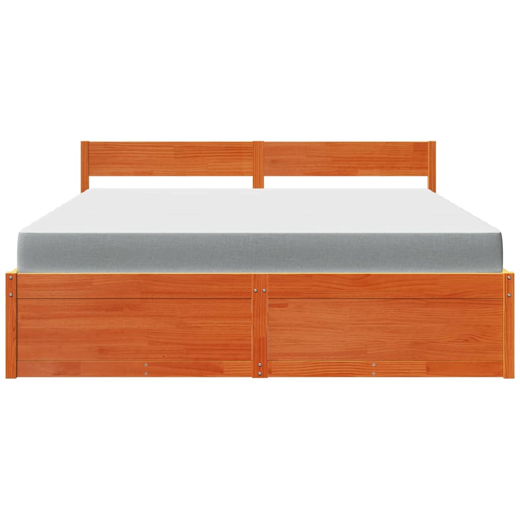 Lit avec tiroirs/matelas cire marron 180x200 cm bois massif pin