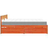 Lit avec tiroirs/matelas cire marron 180x200 cm bois massif pin