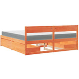 Lit avec tiroirs/matelas cire marron 180x200 cm bois massif pin