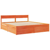 Lit avec tiroirs/matelas cire marron 180x200 cm bois massif pin