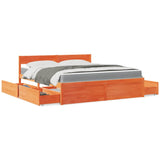 Lit avec tiroirs/matelas cire marron 180x200 cm bois massif pin