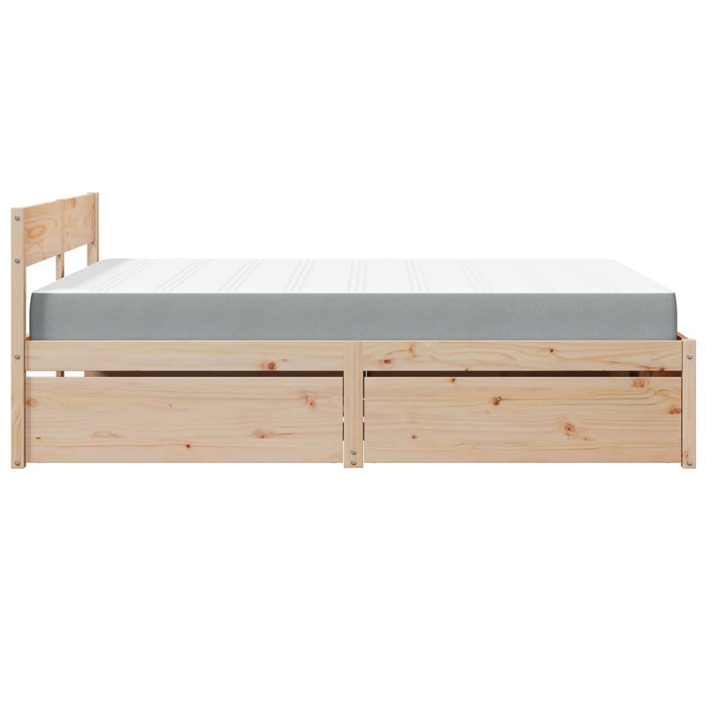 Lit avec tiroirs et matelas 160x200 cm bois de pin massif