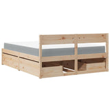 Lit avec tiroirs et matelas 160x200 cm bois de pin massif