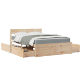 Lit avec tiroirs et matelas 120x200 cm bois massif de pin