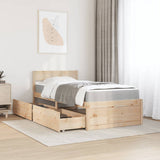 Lit avec tiroirs et matelas 100x200 cm bois massif de pin