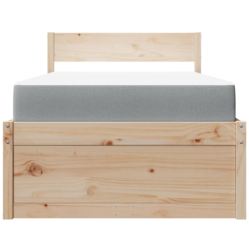 Lit avec tiroirs et matelas 100x200 cm bois massif de pin