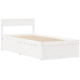 Lit avec tiroirs et matelas blanc 100x200 cm bois massif de pin