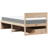 Lit avec tiroirs et matelas 90x200 cm bois massif de pin