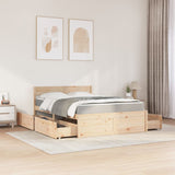 Lit avec tiroirs et matelas 140x190 cm bois massif de pin